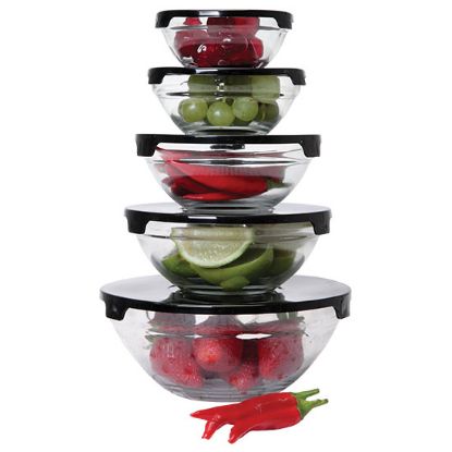 5pc Glass Bowl Set/Lids - 9 to 17cm 05/07/2021 15:47:24