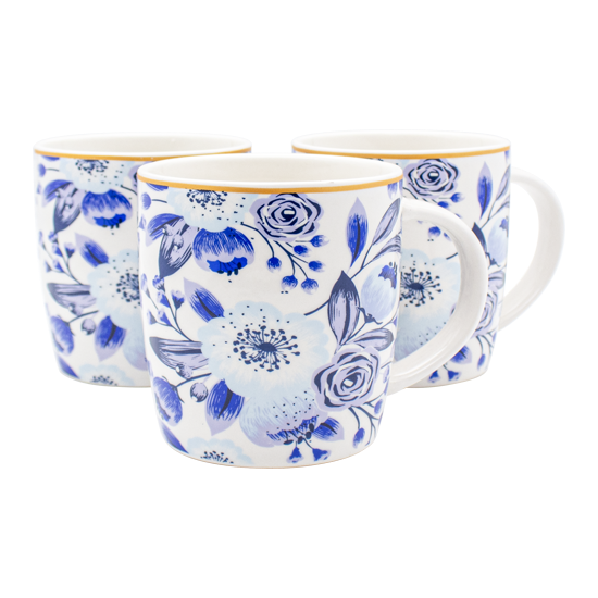 Picture of (3) Blue Blossom Coffee Mugs - 355ml