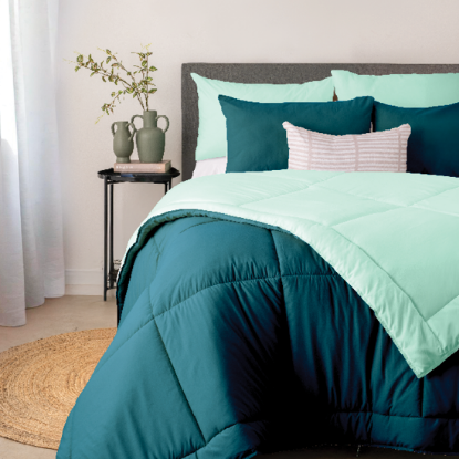 Show details for Teal/Light Teal Comforter 3pc Set- Queen 230x200cm Picture of Teal/Light Teal Comforter 3pc Set- Queen 230x200cm