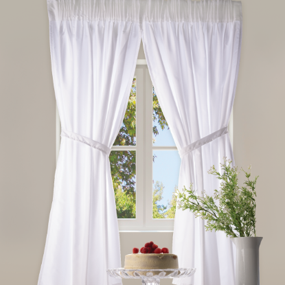 Show details for Café Curtains - White -  220cm x 120cm Picture of Café Curtains - White -  220cm x 120cm