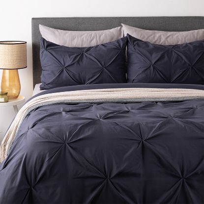 Show details for Pintuck Duvet Cover Set 3pc - Grey  - King Picture of Pintuck Duvet Cover Set 3pc - Grey  - King
