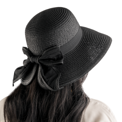 Show details for Sierra Straw hat With Bow - Black Picture of Sierra Straw hat With Bow - Black